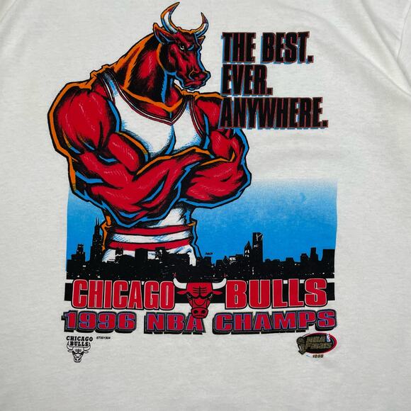 Vintage 1996 Starter Chicago Bulls The Best Ever Anywhere NBA Champs T Shirt XL - Picture 3 of 14